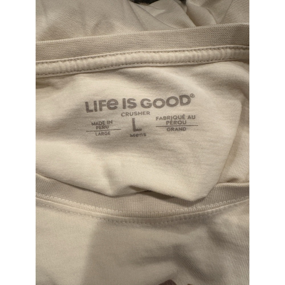 Life Is Good Men's Crusher Lite Large Tan T-Shirt My Favorite Color Is Chocolate - Picture 6 of 6